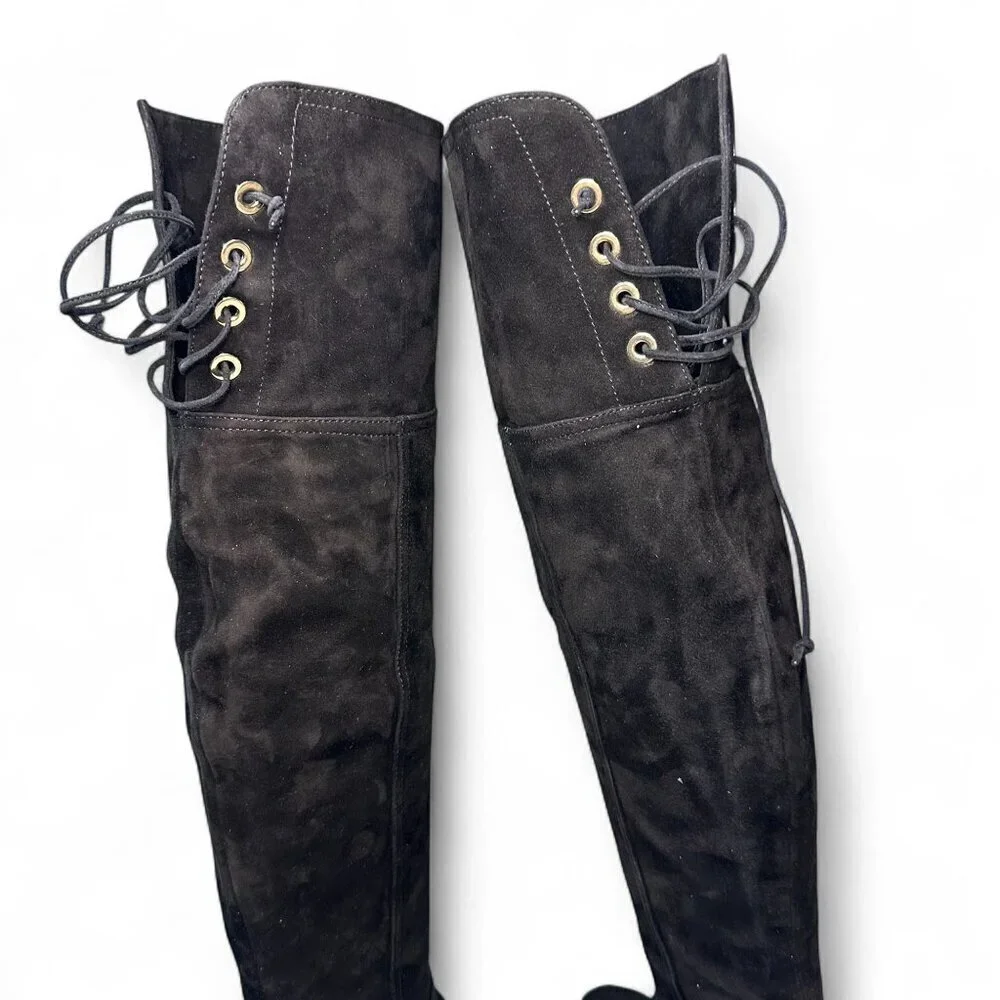 AGL Scarlet Over-The-Knee Suede Leather Boot, EU 38, Black NEW IN BOX